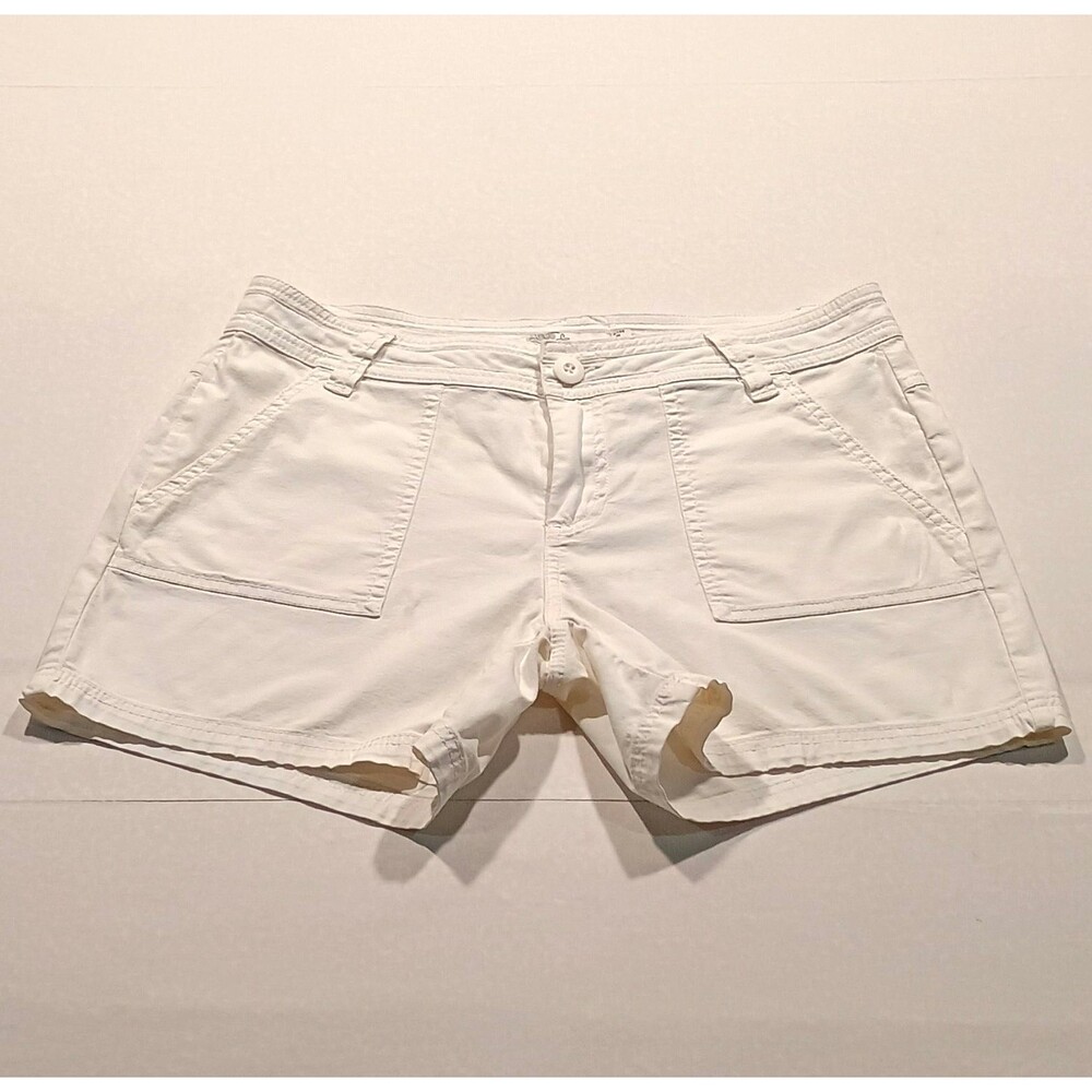 prAna Women’s White Chino Utility Hiking Shorts Size 8 Cotton Twill Flat Pockets